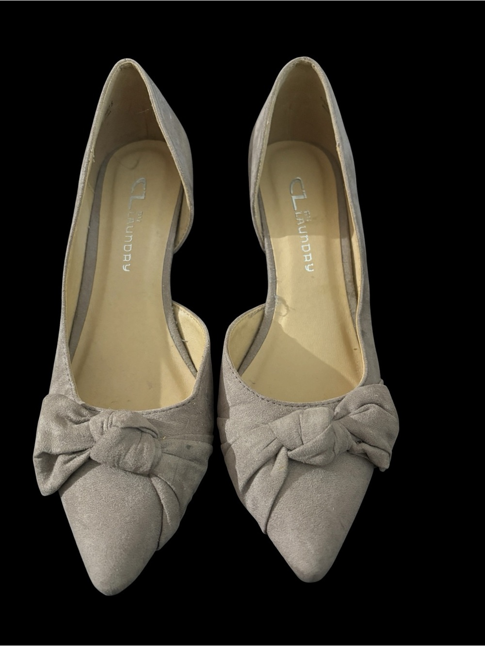 CL by Laundry Taupe Pointed-Toe Knot Flats